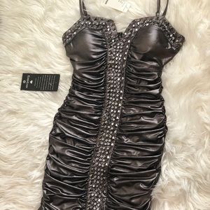 Bebe studded metallic dress